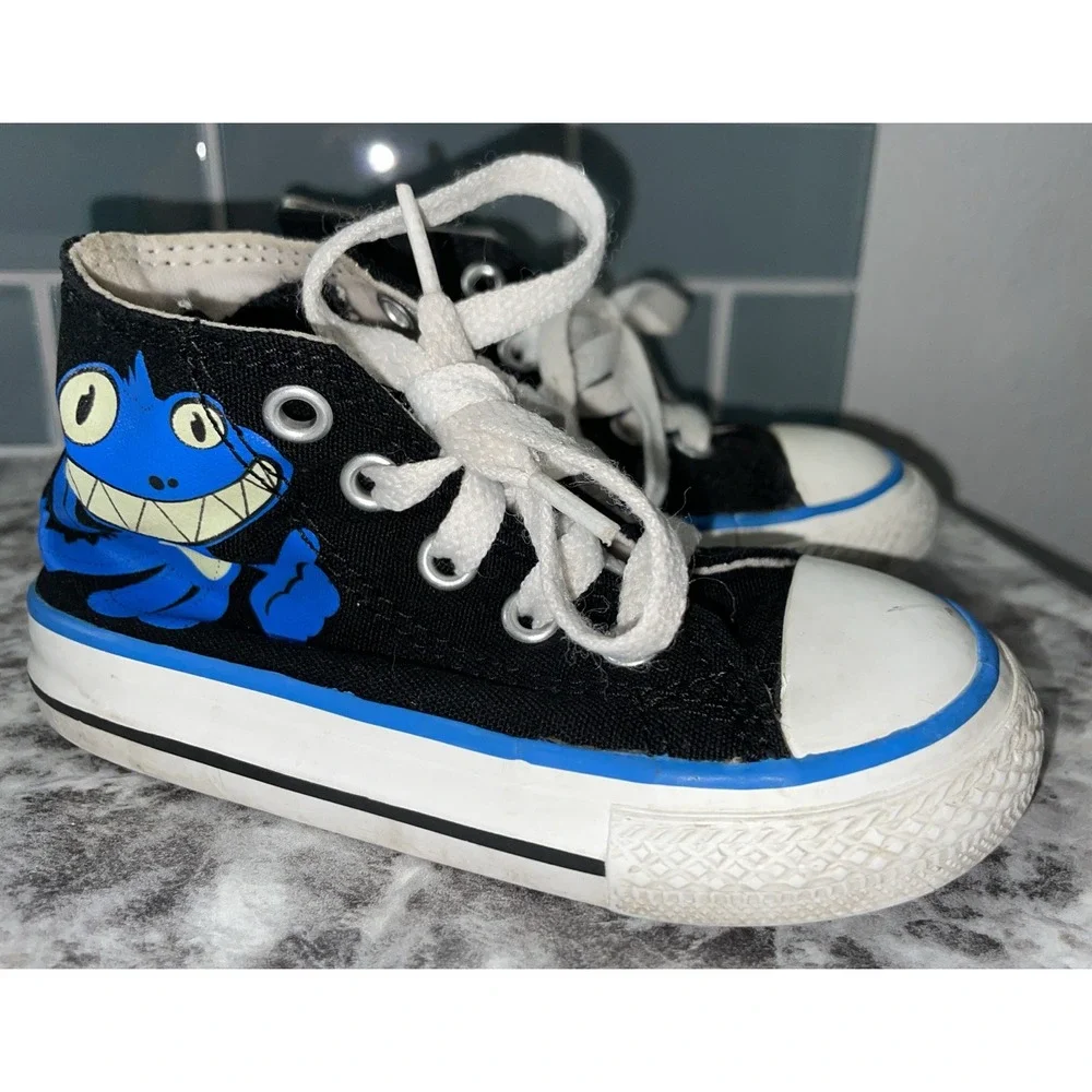 Converse‎ All Star Infant High Top Size 6 Black/Blue Tennis Shoes Chuck Taylor